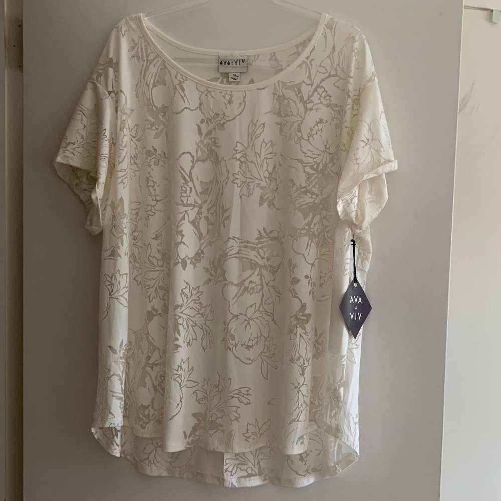 Sheer Floral White Fashion Blouse